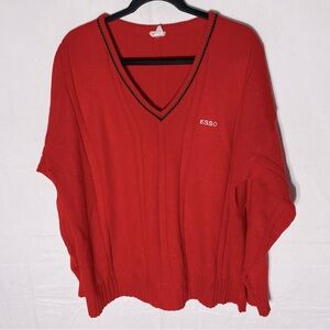 Vintage Mitex Sportswear Red Knit V Neck Light  Sweater L